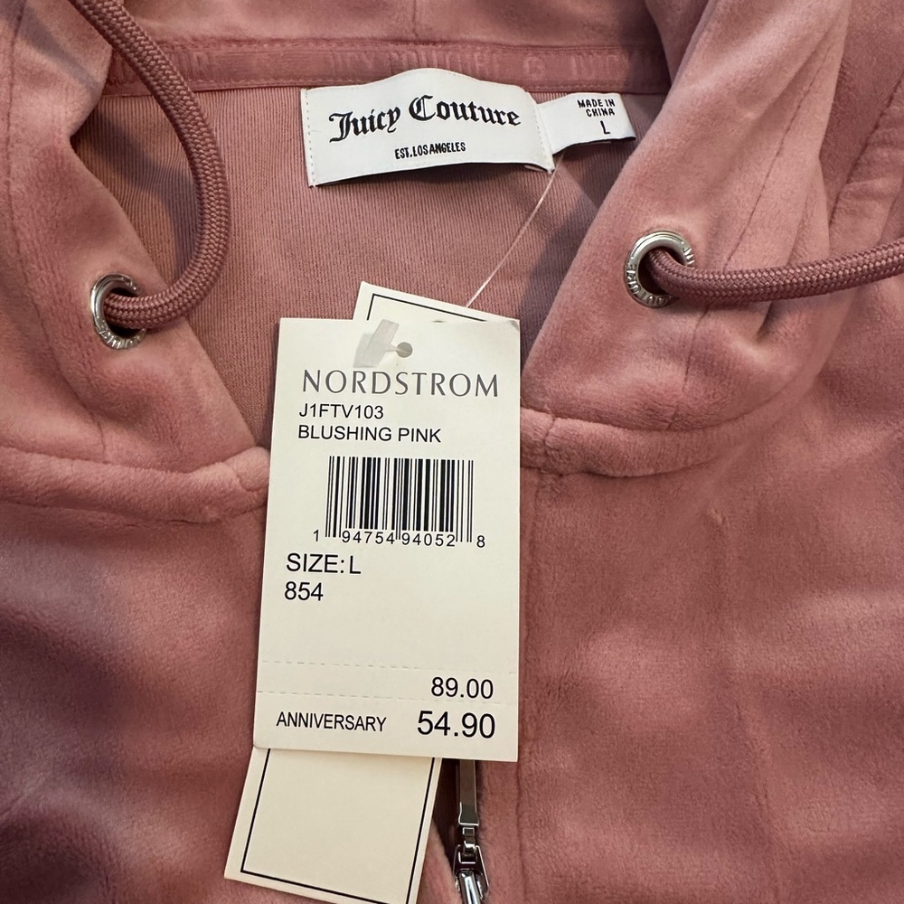Juicy Couture Blush Pink Velour Zip Hoodie/pants set